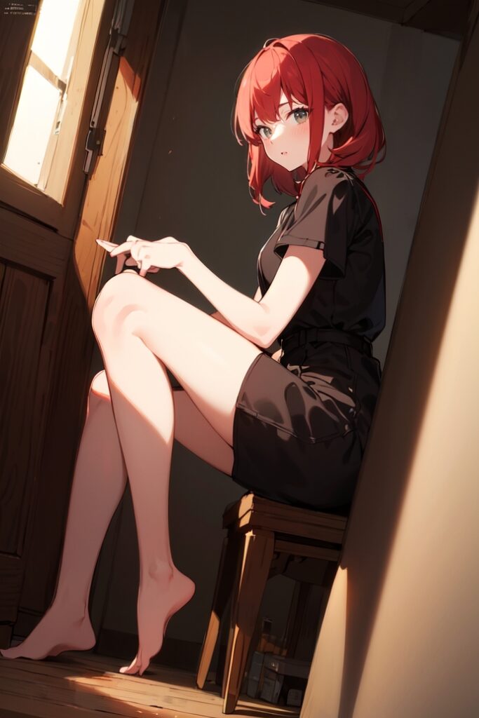 A-tranquil-scene-with-a-1girl-with-solo-and-barefoot-giving-a-glimpse-of-red-hair-and-sitting-Created-using-V999Lora_v999Sft-on-Stable-Diffusion