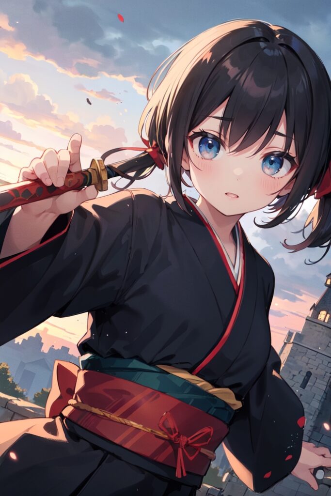 kjrm_101-solo-japanese-clothes-kimono-sword-weapon-blue-eyes-1girl-holding-holding-weapon-black-kimono-Created-using-rabbit_v11-on-Stable-Diffusion