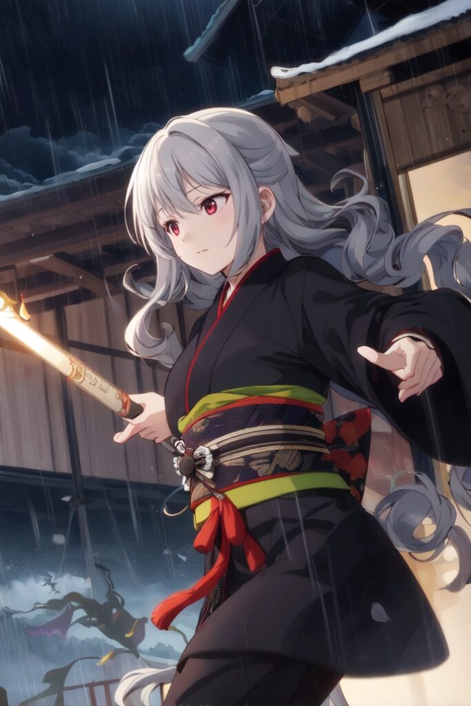 kjrm_179-weapon-sash-obi-sword-japanese-clothes-1girl-red-eyes-kimono-long-hair-holding-Created-using-liveAnimeMix_flat-on-Stable-Diffusion