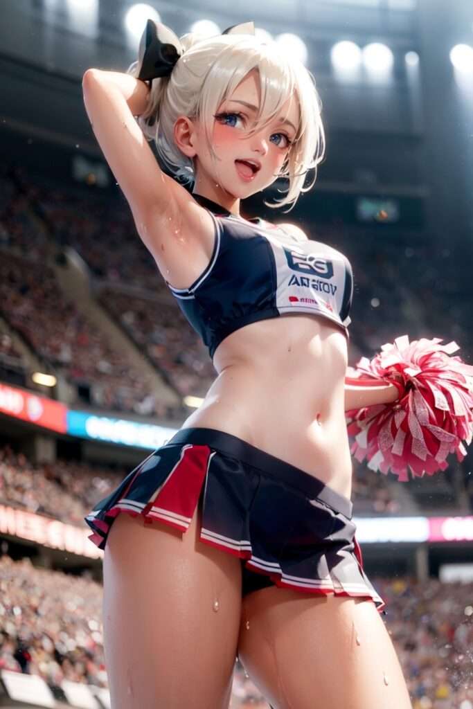 1girl-armpits-with-skirt-and-cheerleader-and-sweat-and-stadium-and-pom-pom-Created-using-shaonv3dmix_v10-on-Stable-Diffusion