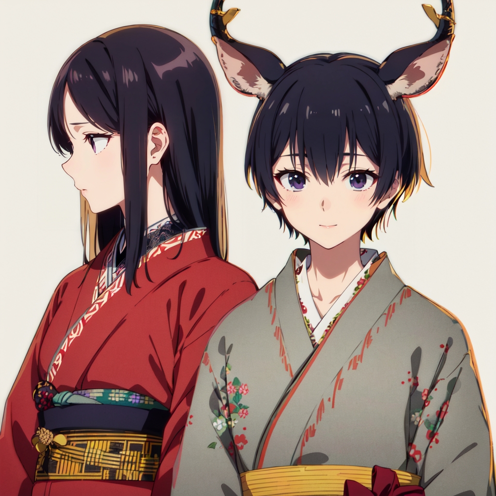 standalone-teen-girl-is-seen-wearing-2girls-with-multiple-girls-with-long-hair-with-japanese-clothes-with-animal-ears-with-kimono-with-black-hair-and-featuring-short-hair-Created-using-aamAnyloraAnimeMixFp16_10-on-Stable-Diffusion