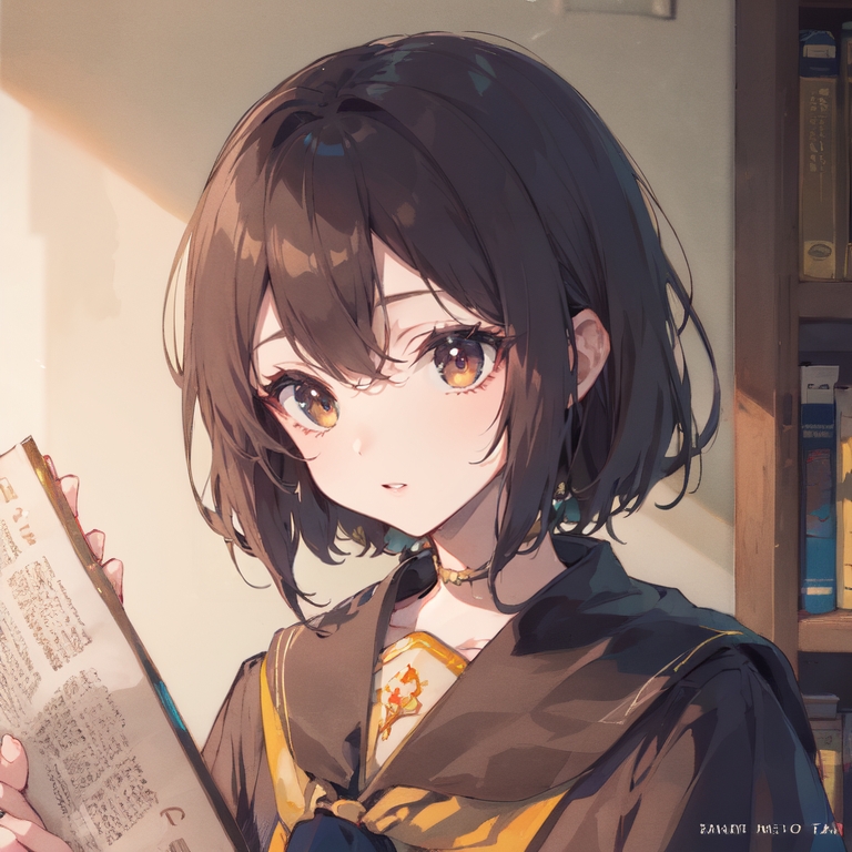 lone-teenager-alone-looking-at-viewer-holding-brown-eyes-school-uniform-bookshelf-neckerchief-Created-using-kohakuV4_rev1-on-Stable-Diffusion