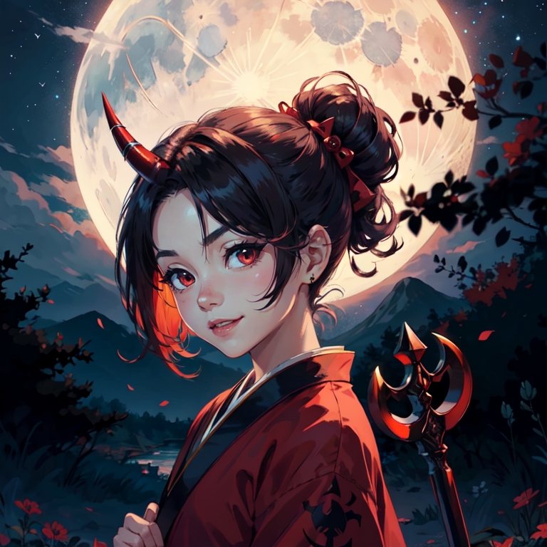 one-adolescent-girl-moon-alone-horns-red-eyes-single-horn-looking-at-viewer-night-Created-using-renaigadeFantasy_v10Pruned-on-Stable-Diffusion