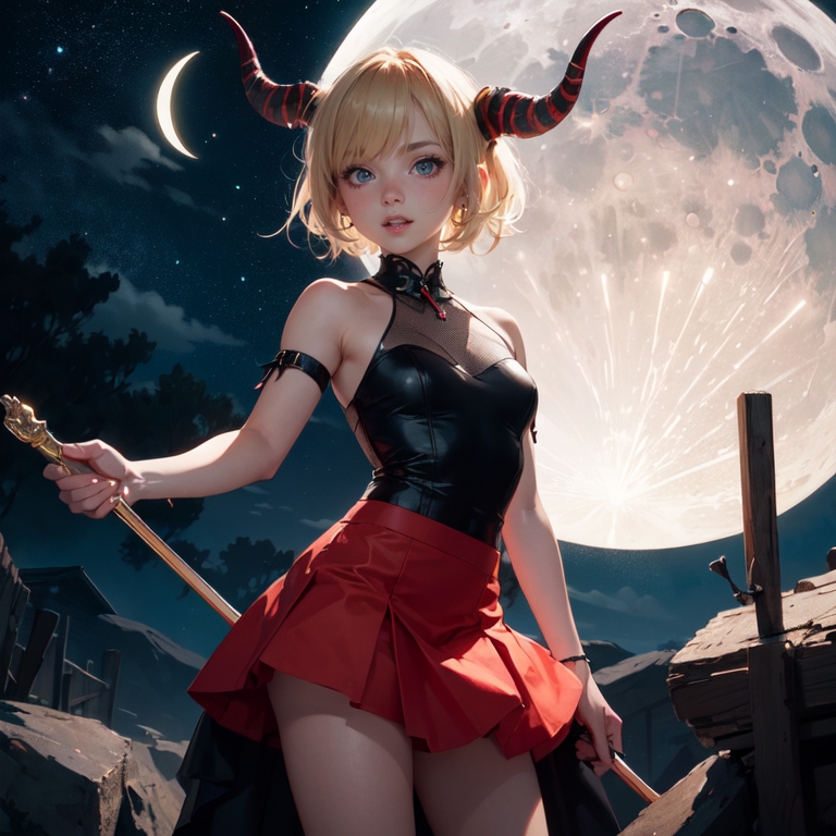 single-girl-moon-horns-blonde-hair-alone-skirt-blue-eyes-night-Created-using-etherRealMix_etherRealMix3-on-Stable-Diffusion